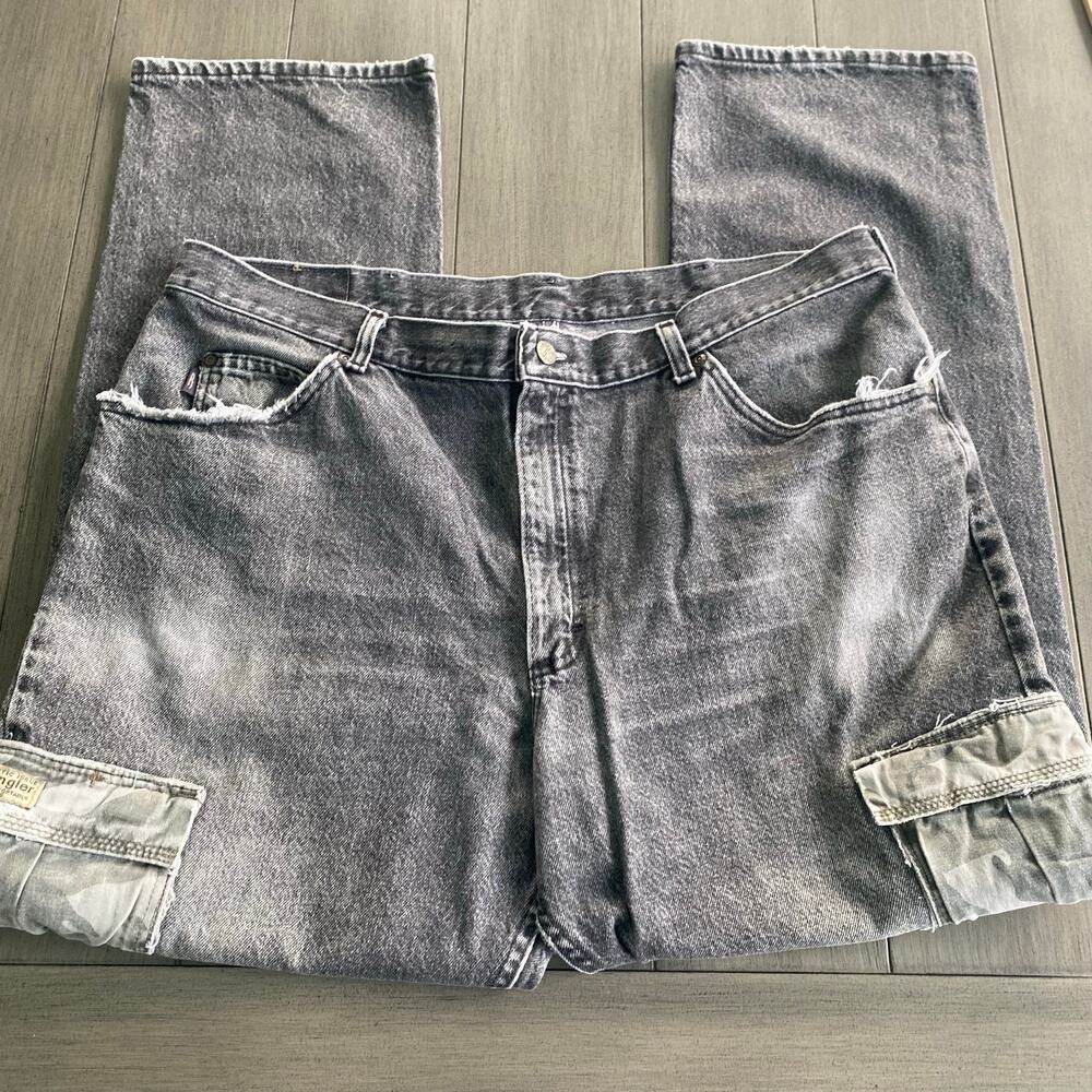 Denim Riders Cargo Jeans • Black w/ Camo Pockets • Men’s 42x32 • 100% Cotton